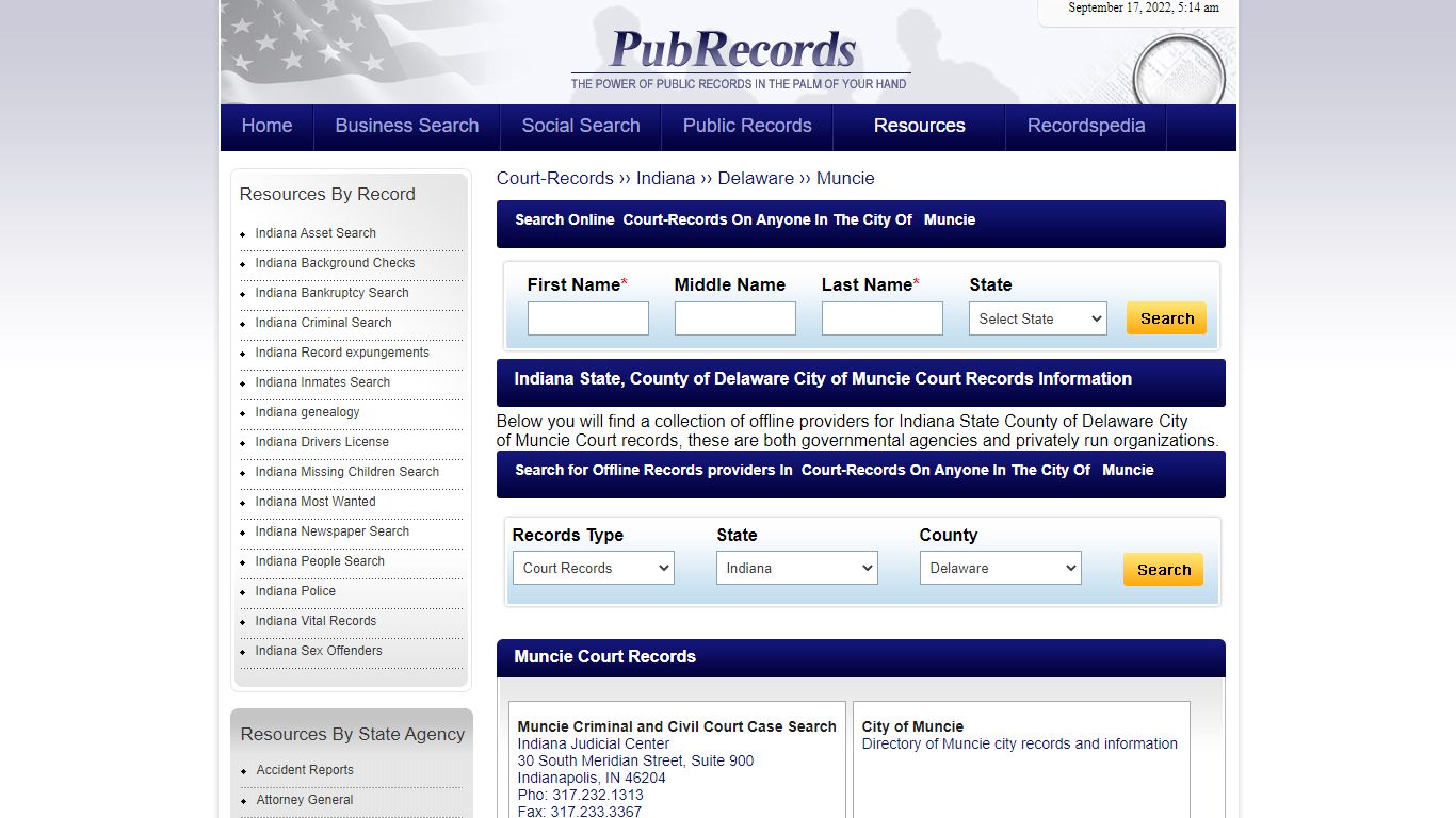 Muncie, Delaware County, Indiana Court Records - Pubrecords.com